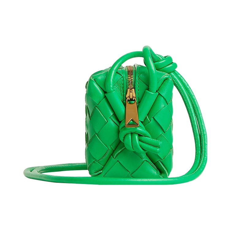 Bottega Veneta Loop Sheepskin Leather Patchwork Camera Bag, Shoulder Bag, Crossbody Bag Extra Mini Women's Parrot Green 730832V1G113722