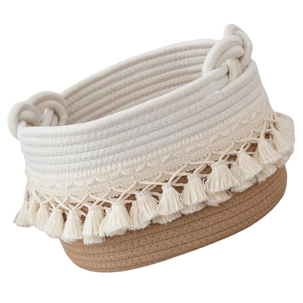 Fashionable Cotton Rope Storage Basket High Quality Cotton Rope Holder Basket with Tassels Designed For Stylish Storage