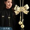 One And Two Autumn And Winter Sweater Chains Are Bow Tassel Long Necklace Temperament Brooch.