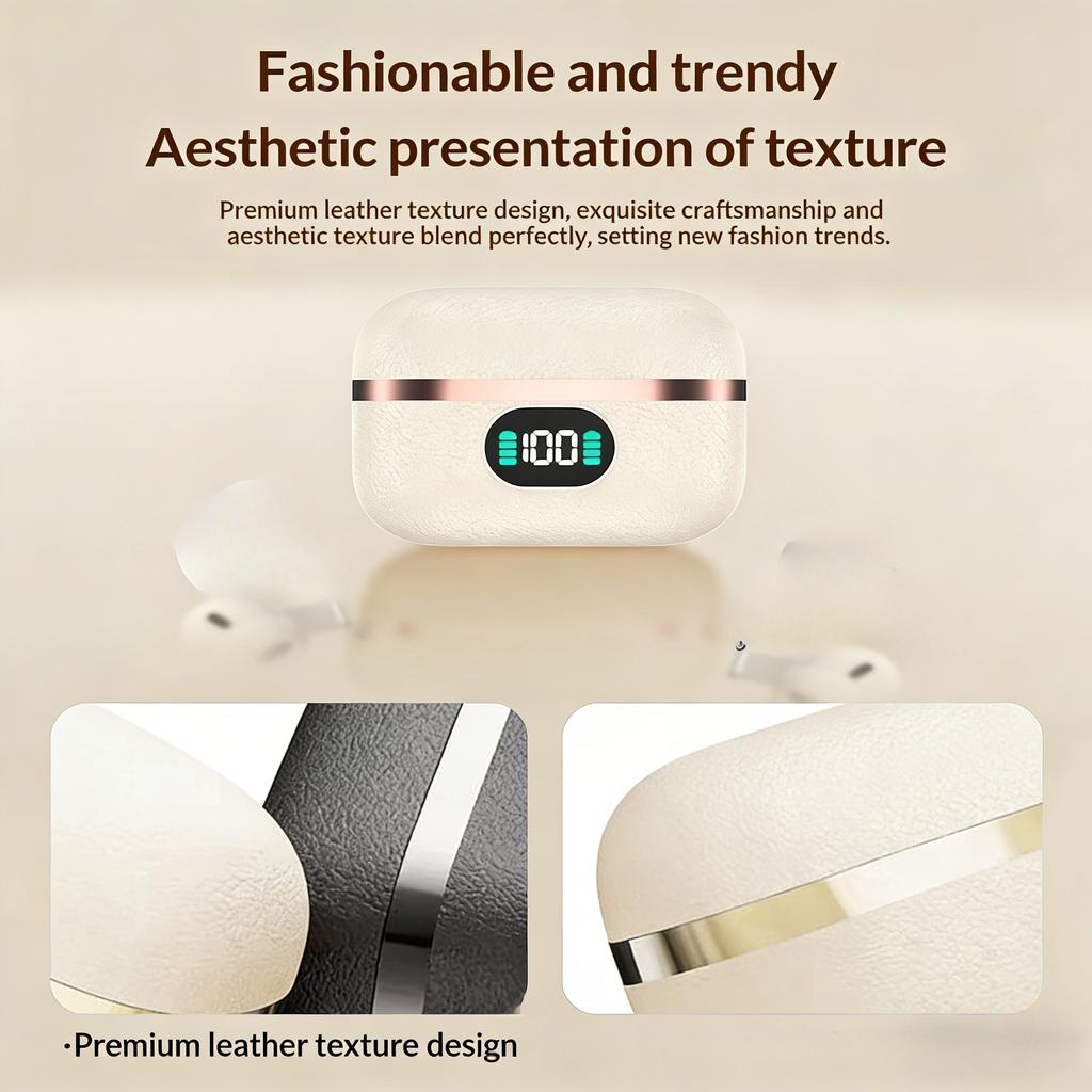 Xiaomi TWS In-Ear Design Earphones Premium Leather Wireless Earbuds Digital Display Mic Ideal Companion for Sports Music Player