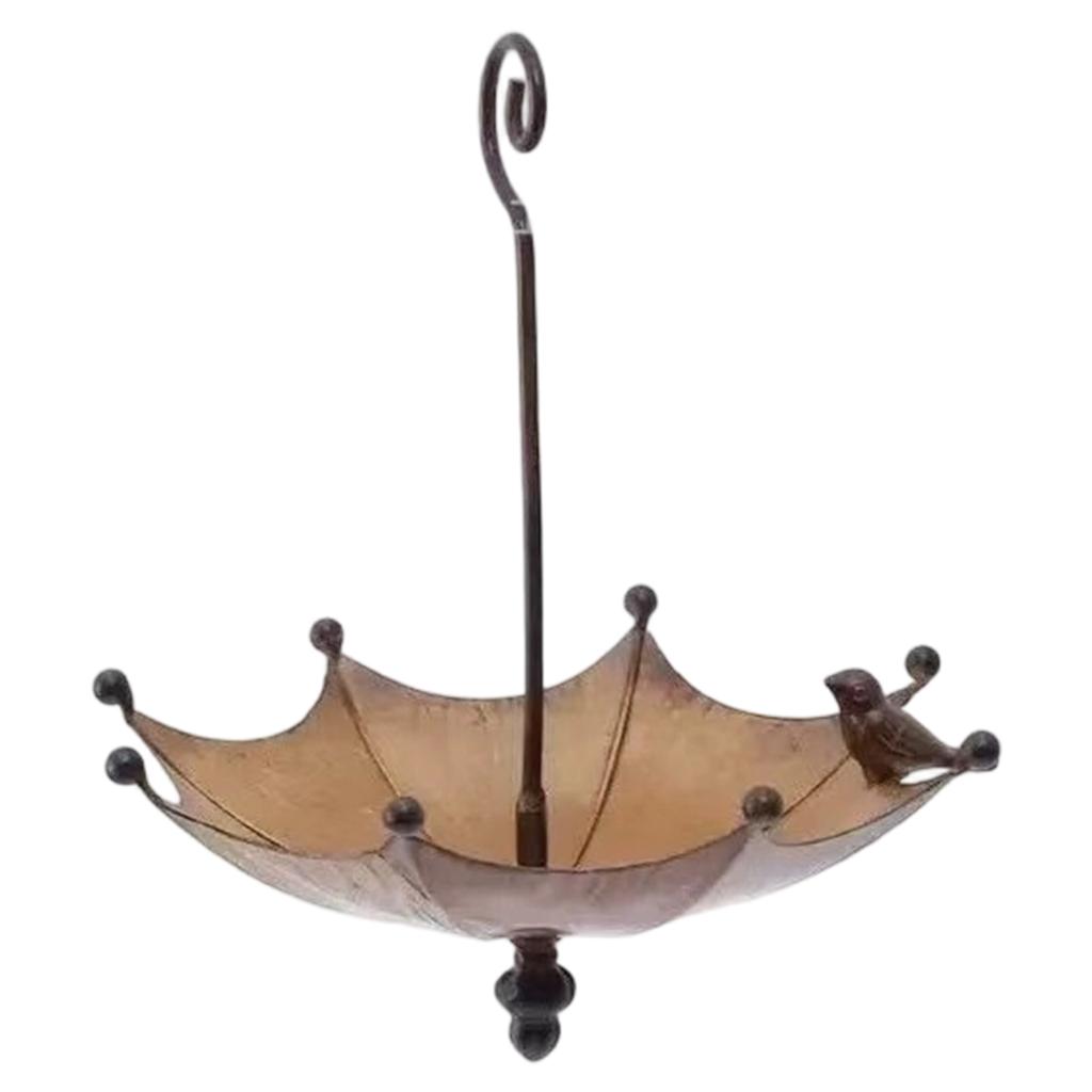 Umbrella Shaped Hanging Bird Feeder Tray with Hooks Creative Metal Umbrella Bird Feeder Multi-Purpose for Outdoor Decoration