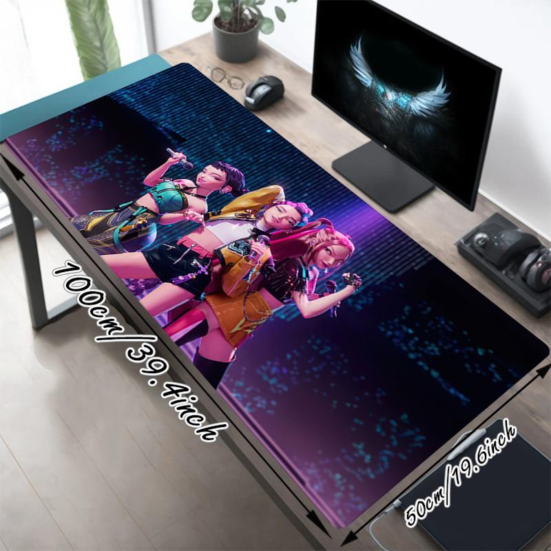 Girl Power Xl Gaming Mouse Pad Nonslip Rubber Base Stitched Edge Waterproof Desk Mat For Pc Laptop Gamer Office Computer Accessories