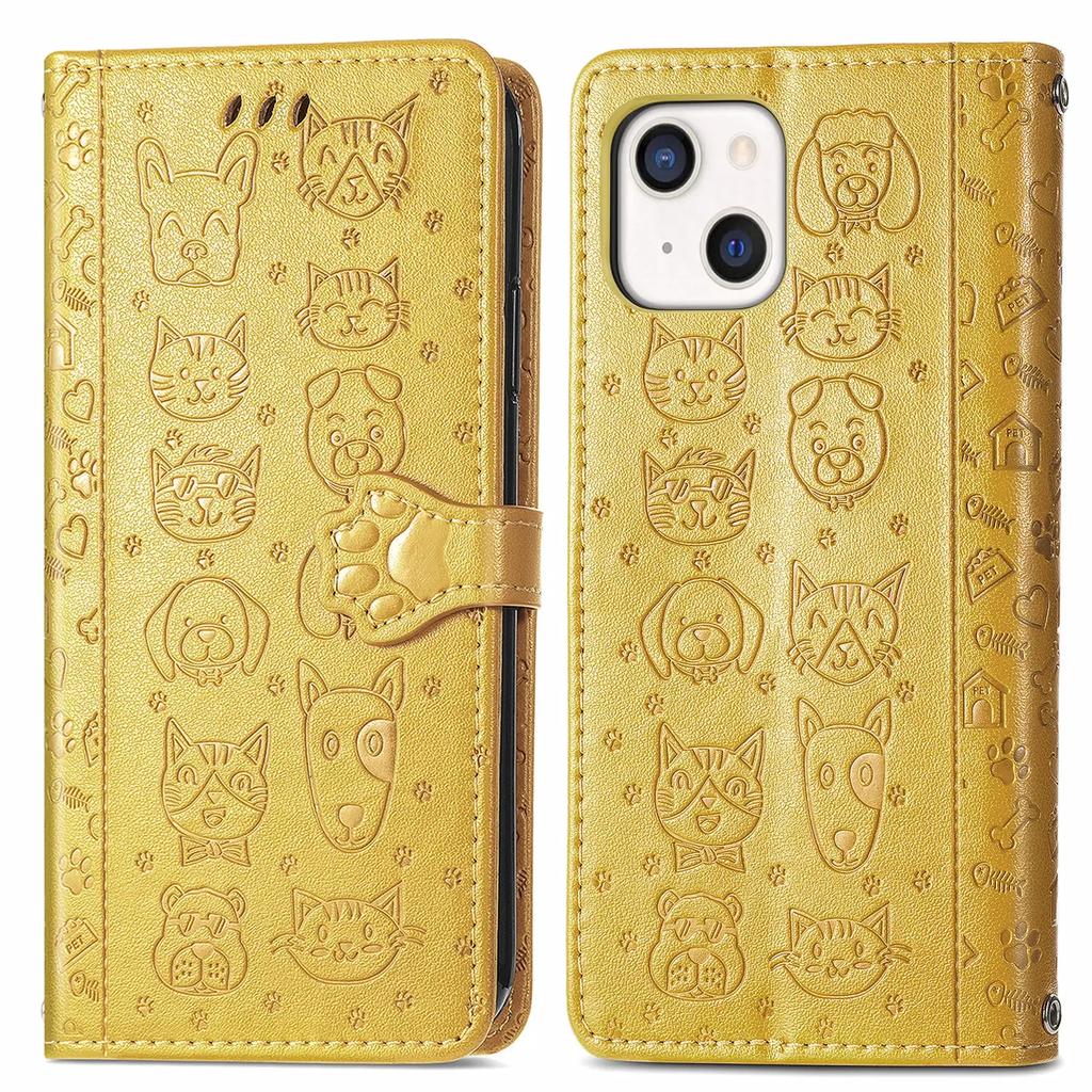 Luxury Leather Cat Dog Case For iPhone 16 15 14 13 12 11 Pro X XR XS MAX 8 7 Plus Flip Cute Phone Cover Card Slots Wallet Coque