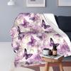Lavender Butterfly Floral Pattern Blankets Flannel Sofa Throw Blanket Super Soft for Home Bedroom Outdoor Throws Bedspread Quilt