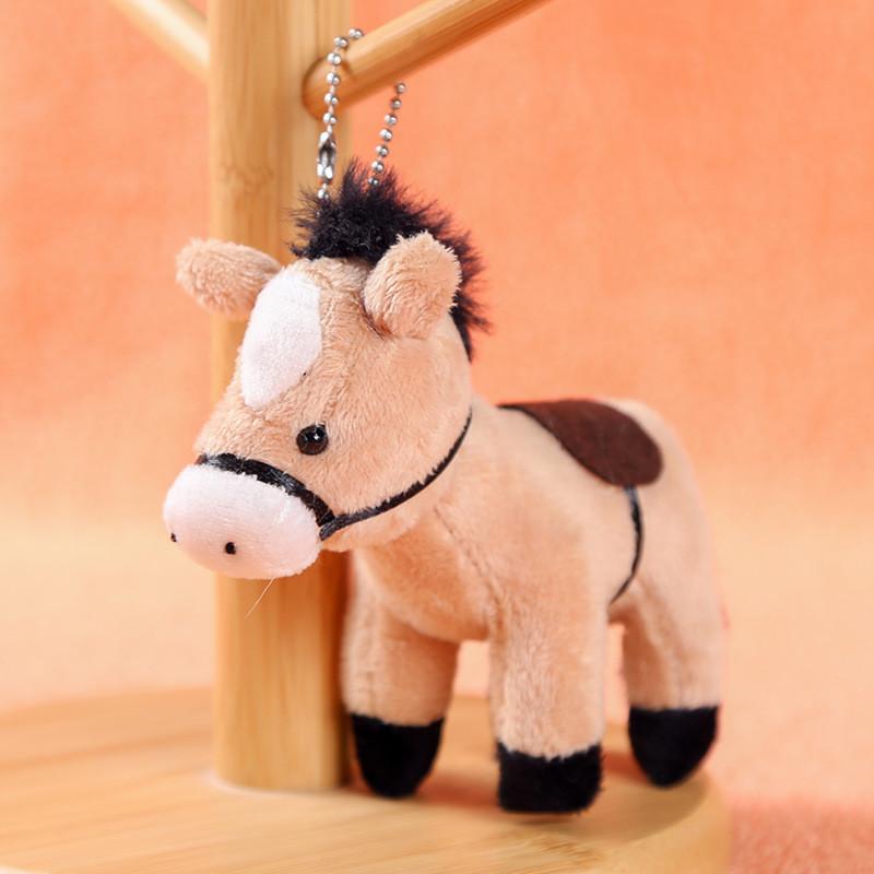 Cute Cartoon White Gray Brown Horse Plush Toy Keychain Pendant For Decor Bag