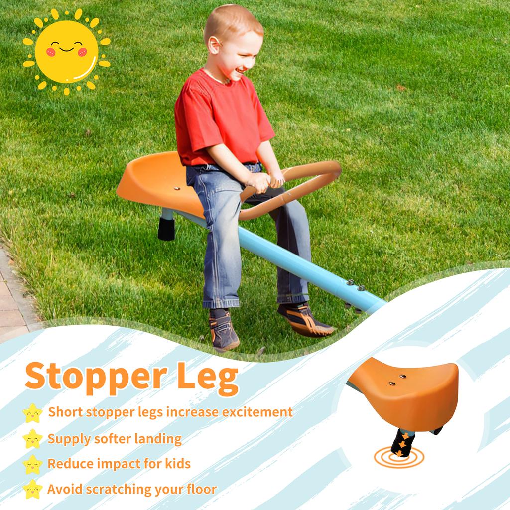 Dondolo 182,88 cm, dondolo per quattro bambini, attrezzatura per parchi giochi esterni/giardini/scuole, antiscivolo, combinazione di colori blu e arancione