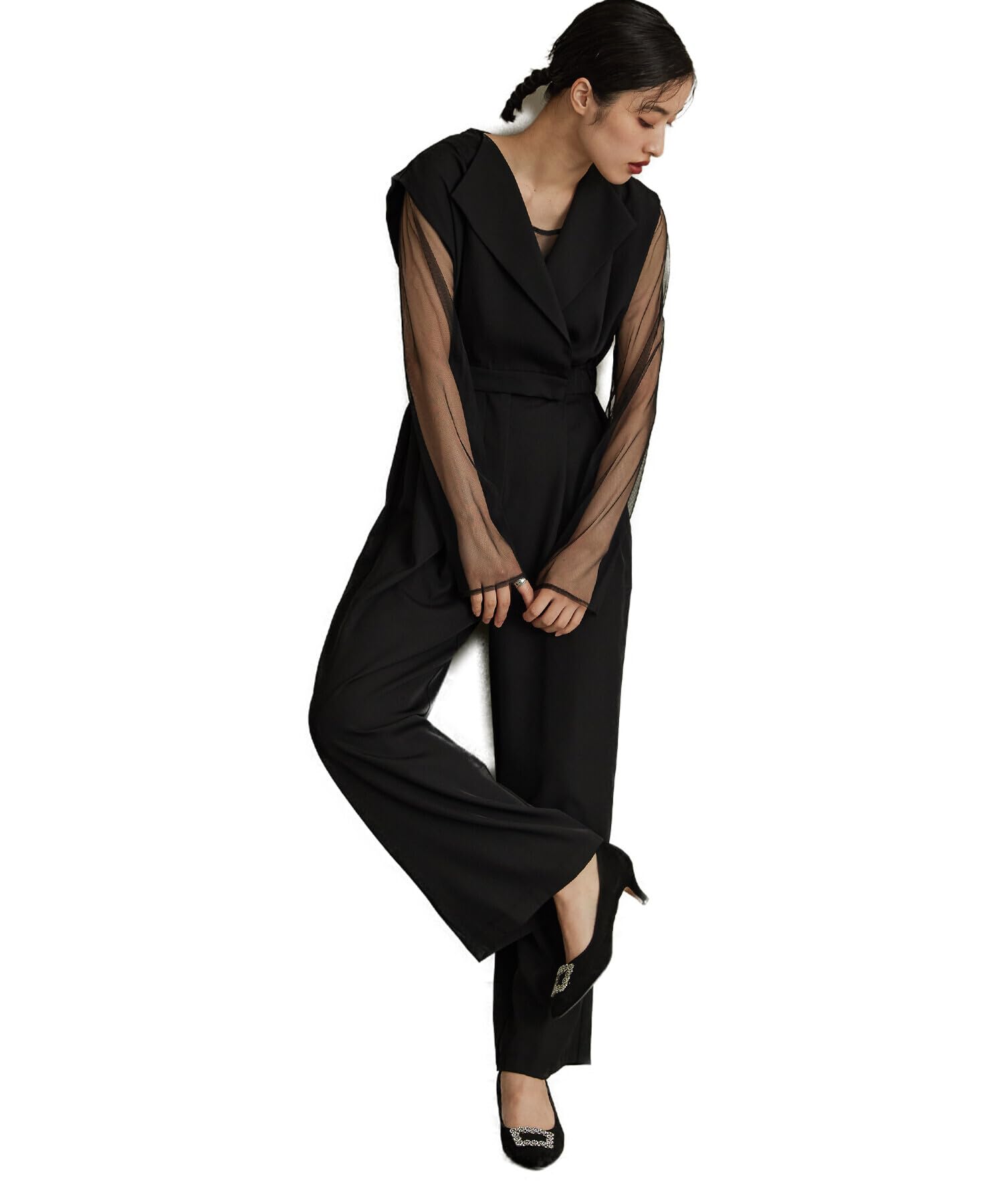 

niana Standout Collar Pants Party Wedding Striped Pant Sheer Long Size Perfect for and Parties All-in-One Dress, Dress, Dress, Top, Wide-Leg Pants,