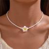 Hawaiian Flower Flower Necklace for Hawaiian Summer Birthday Party Decoration Bohemian Polymer Choker Women Girls Gifts Jewelry