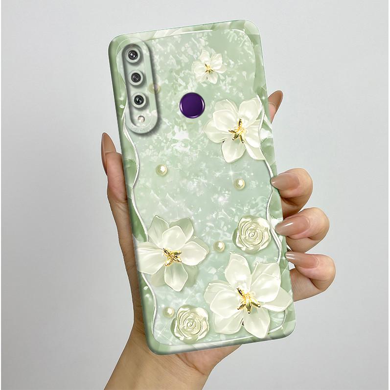 Für Huawei Y6p Hülle MED-LX9 Hübsche Schmetterlingsblumen Coque Weiche Flüssigsilikon Handyhülle Für Huawei Y7p Y 6p 2020 Rückseite