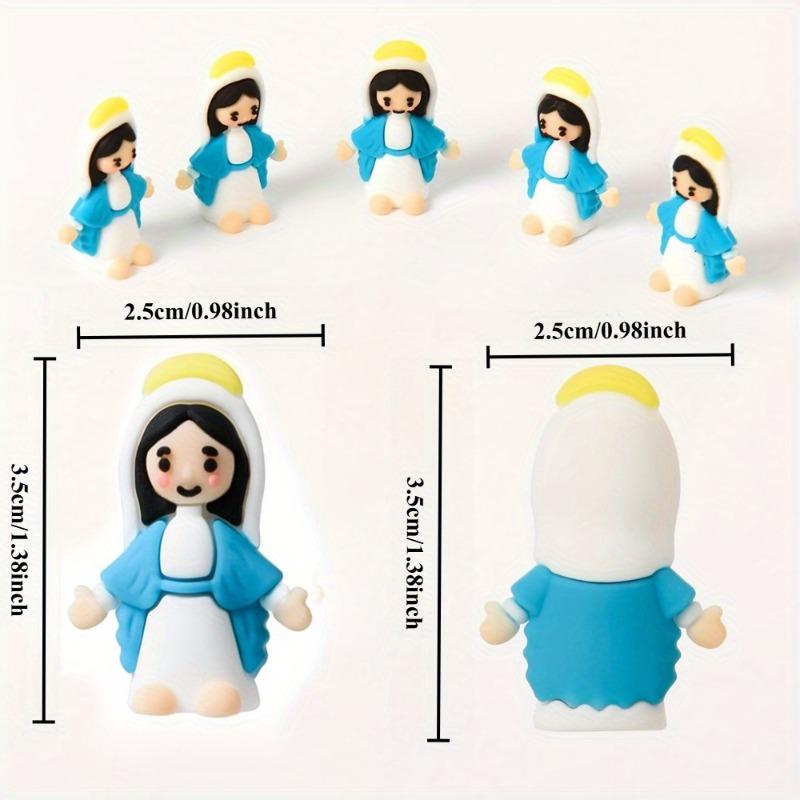 20pcs Classic Blue Mini Statues PVC Tabletop Decor for All Ages Ideal for Baptism Christmas Easter Hanukkah Thanksgiving