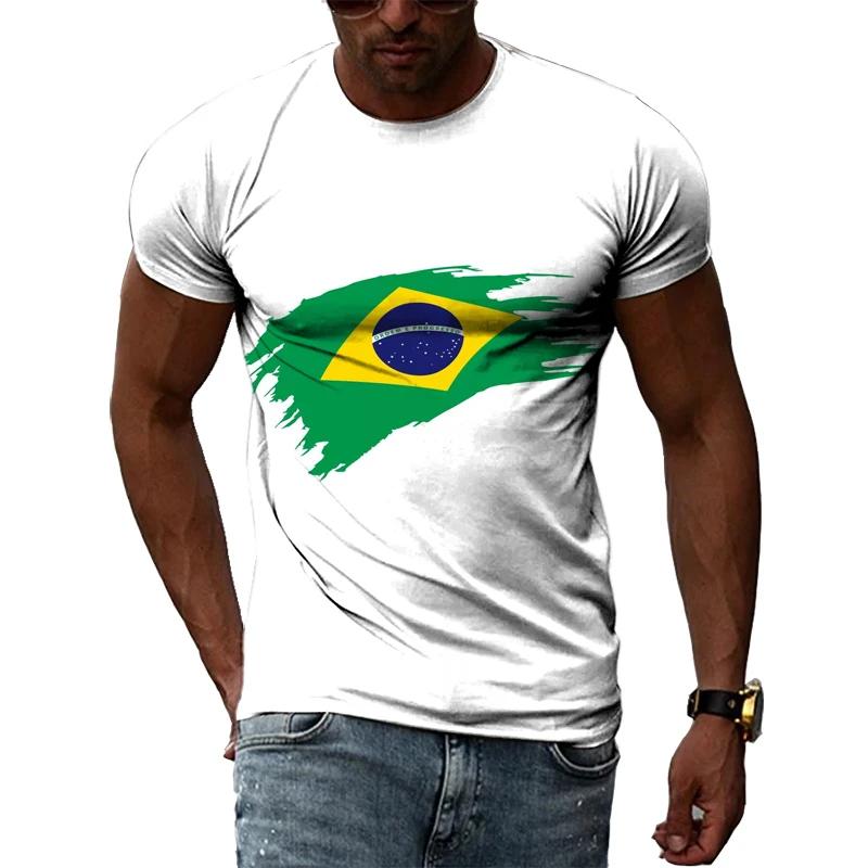 Brazilská vlajka 3D tisk triček letní pánské a dámské krátké rukávy ležérní trička módní streetwear Harajuku tričko dětské topy oblečení