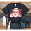 Patriotic American USA Flag Santa Claus T Shirt Funny Christmas Xmas Holiday Casual  Vintage Washed Stylish