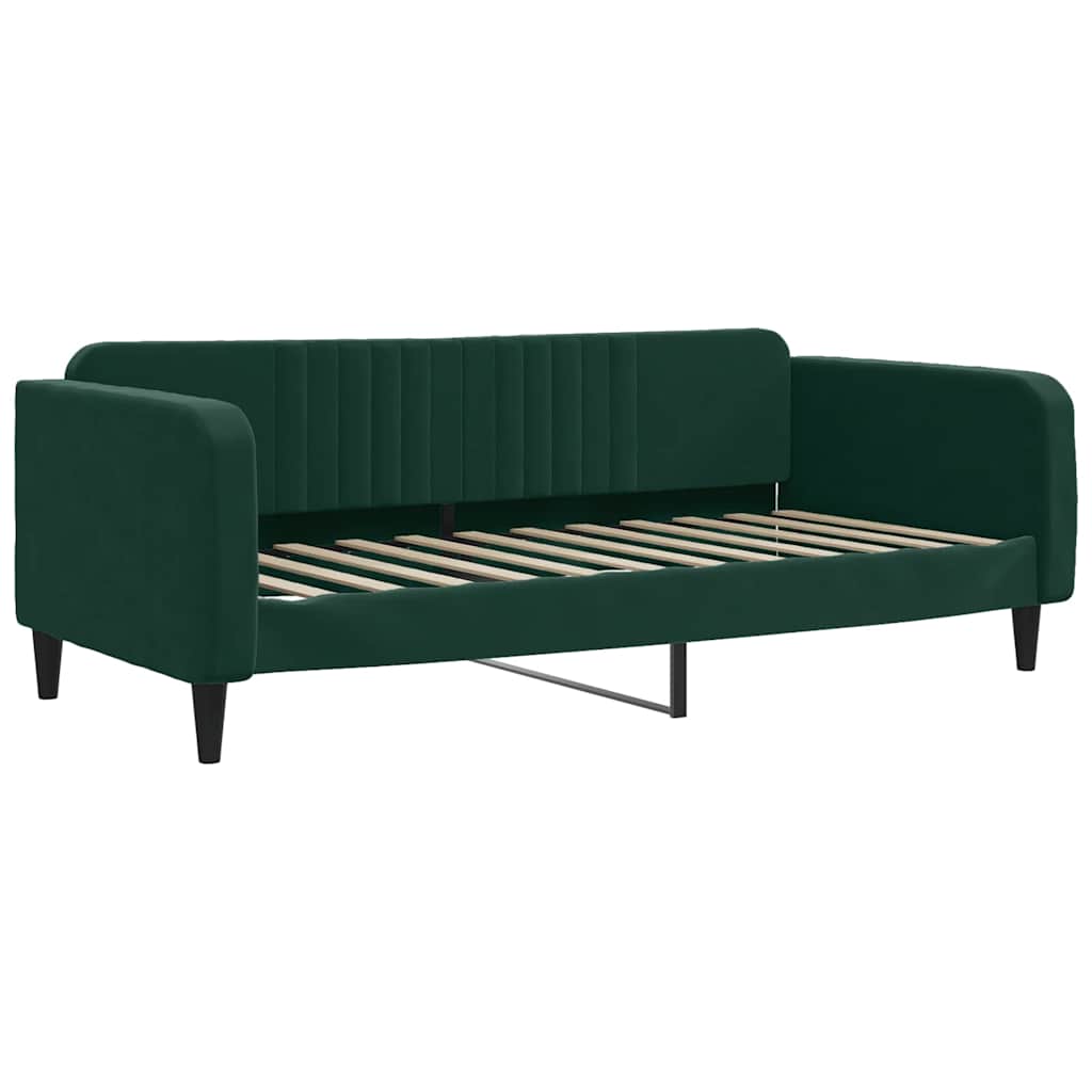 Extendable Daybed with Drawers Dark Green 90x200 Cm Velvet