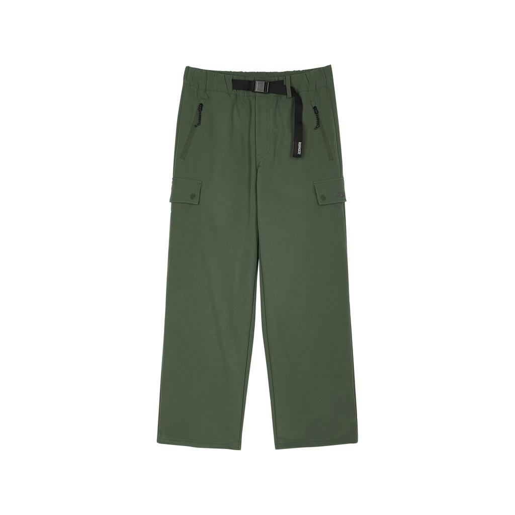 Skechers Solid Color Outdoor Sports Straight Leg Mid Rise Elastic Waist Casual Pants Men Bottoms Army-Green L424M047-031F