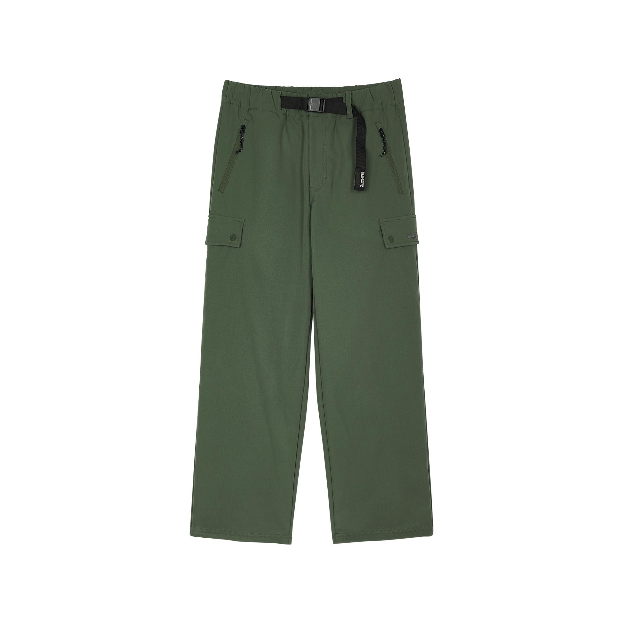 Skechers Solid Color Outdoor Sports Straight Leg Mid Rise Elastic Waist Casual Pants Men bottoms Army-Green L424M047-031F M
