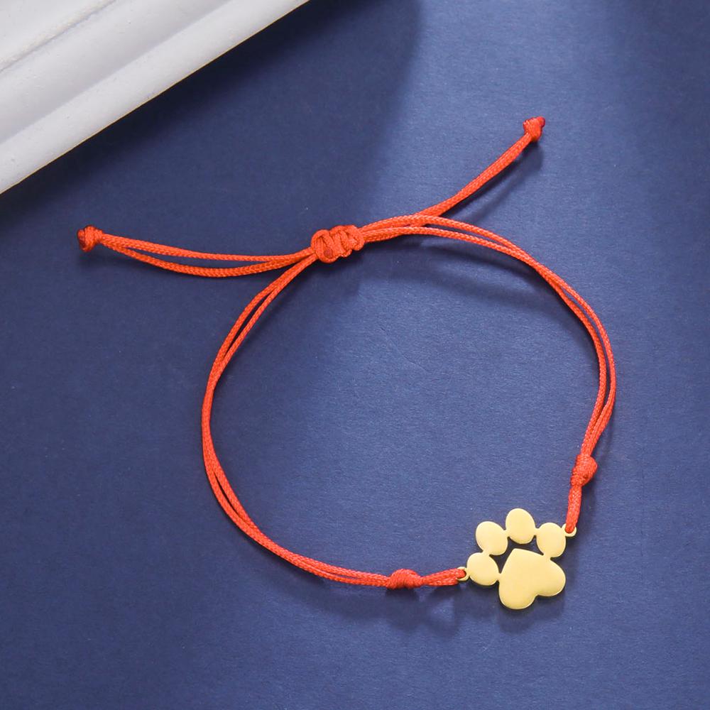 Cazador Stainless Steel Cute Dog Cat Paw Foot Print Charm Bracelets for Women Gold Color Wax Rope Bracelet Gift 2026