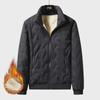 Men's Winter Lambskin Jacket with Thick Fleece and Warm Stand Collar