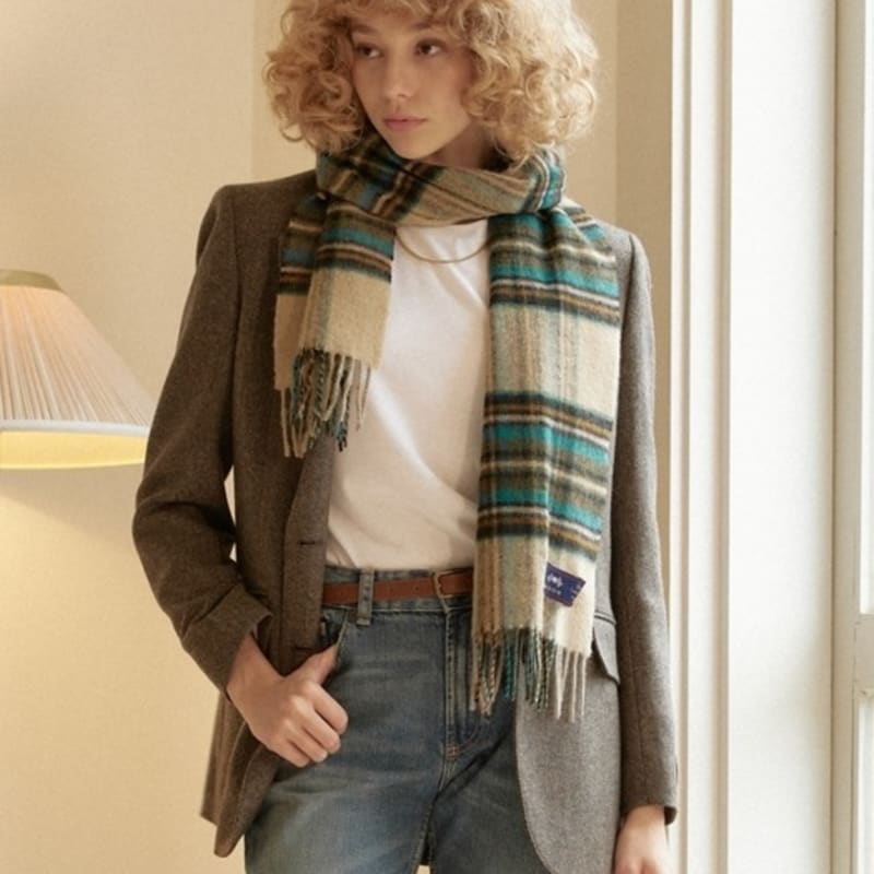 ABRAHAM MOON Merino Wool Muffler 25cm - Gresington Moss