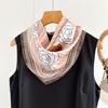 68cm Pink Camellia Pattern Scarf for Women's Spring Summer New Imitation Silk Scarf for Trendy Versatile Headscarf Scarfs Shawl