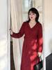 Elastic Velvet Red Toast Dress for Plus Size Women, Spring & Autumn 2025