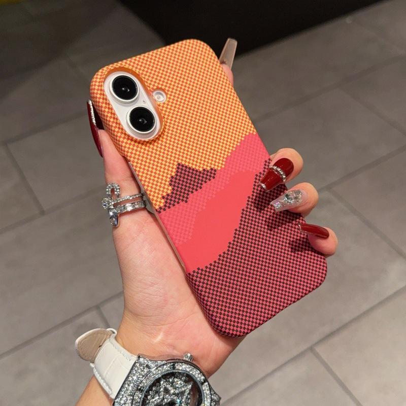 Applicable To IPhone16proMax Mobile Phone Case Magnetic Carbon Fiber Texture Apple 15 Half-pack Ultra-thin 14 Protective Case