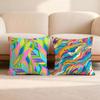 Abstract Colorful Pattern Cushion Cover Premium Comfort Reversible Pillow Cove -Two in One Design for Any Room & Car Interior