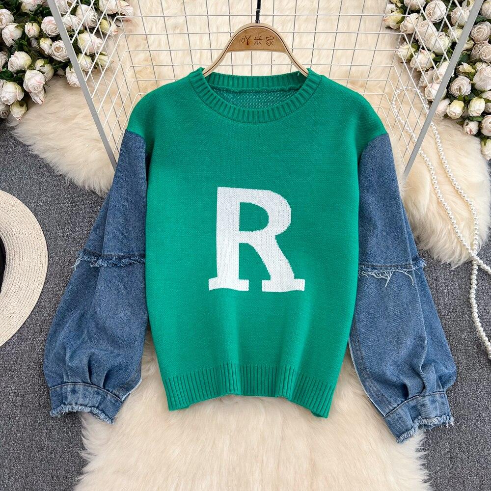 

Осень-зима, дизайн, ковбойский свитер с рукавами, женская корейская версия, жаккардовое свободное вязаное пальто с круглым воротником