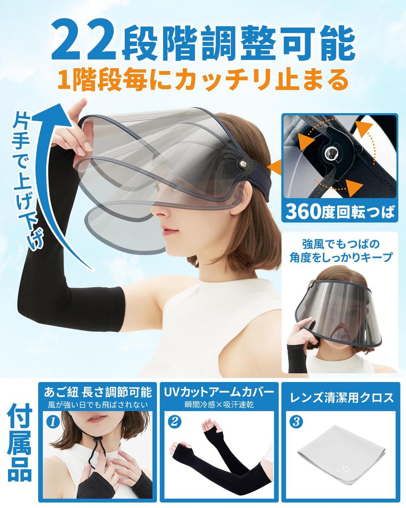 GOKEI Wide Brim Sun Face UV Sun Hat with Arm UPF UV Sun Sun Blue Visor, Visor, Long, Women's, Protection, Cycling, Covers, 50+, Protection, Visor,