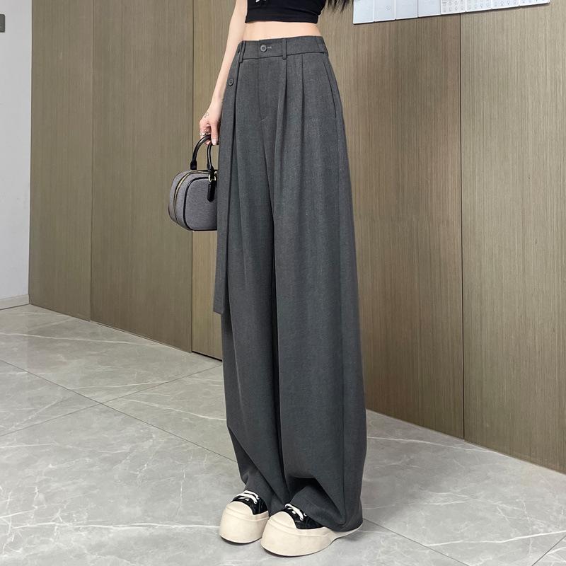 

Women s Spring 2026 High-Waisted Slimming Lace-Up Wide-Leg Pants Medium