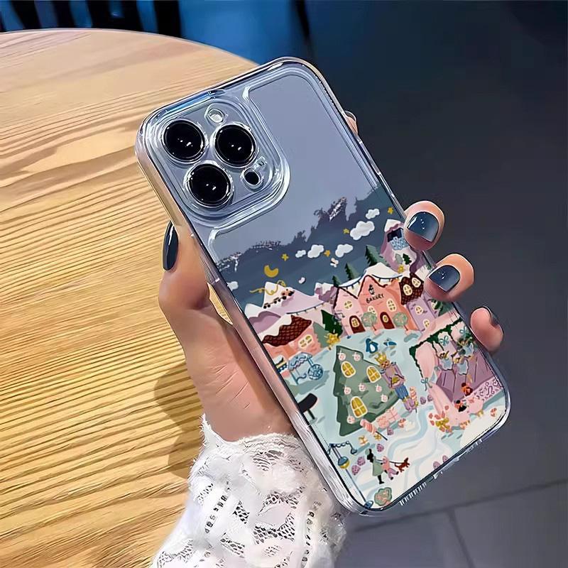 Christmas Day Gifts Phone Case For iPhone 16 Pro Max 15 14 13 12 11 Mini 7 8 Plus X XS XR SE2 Cartoon Transparent Silicone Cover