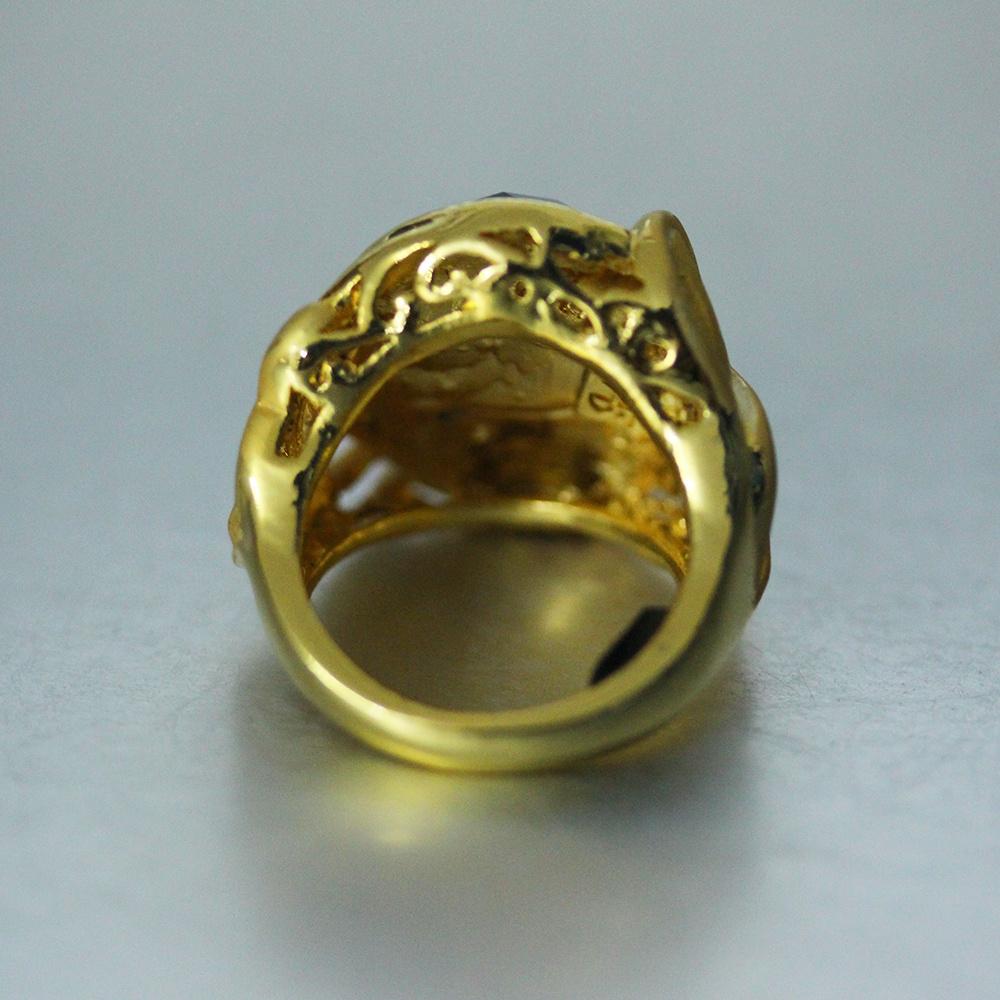 Neuer Großer Kristallring Herren Goldfarbe Hohlblatt Geometrie Ringe Für Männer Vintage Party Schmuck Geschenk 2024