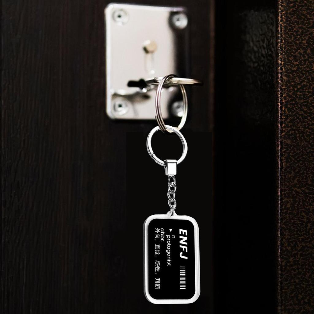 Keychain with Personality Words Pendant Bag Charms Key Chain Metal Rings Keyfob Hanging