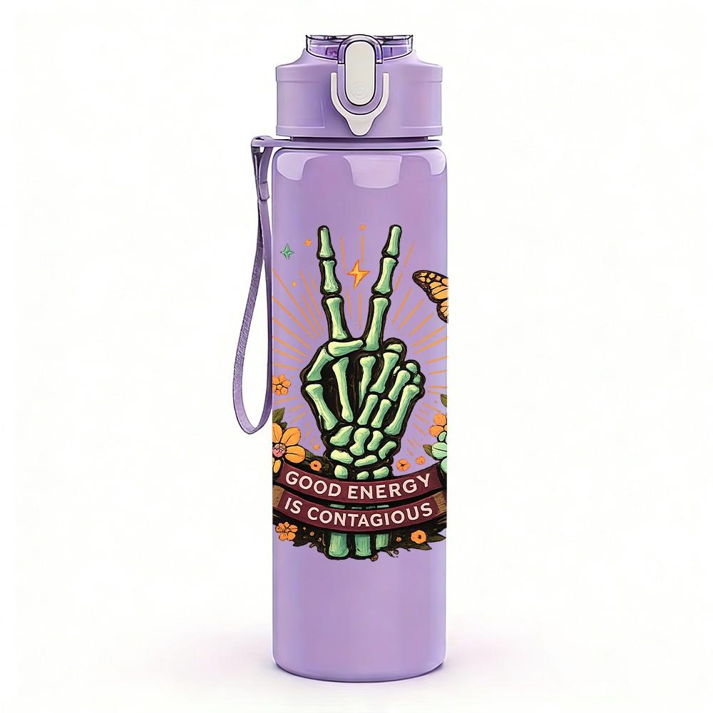 1PC Desert Cactus Pot Plant Art Print 750ml Color Plastic Sports Water Bottle Leakproof Flip Straw Lid Suitable for Sports Office Home Use