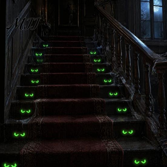 Room Atmosphere Stickers Halloween Glow in The Dark Demon Eye Wall Stickers, Scary Luminous Ghost Eyeball Decals, Waterproof Self-Adhesive Horror Deco