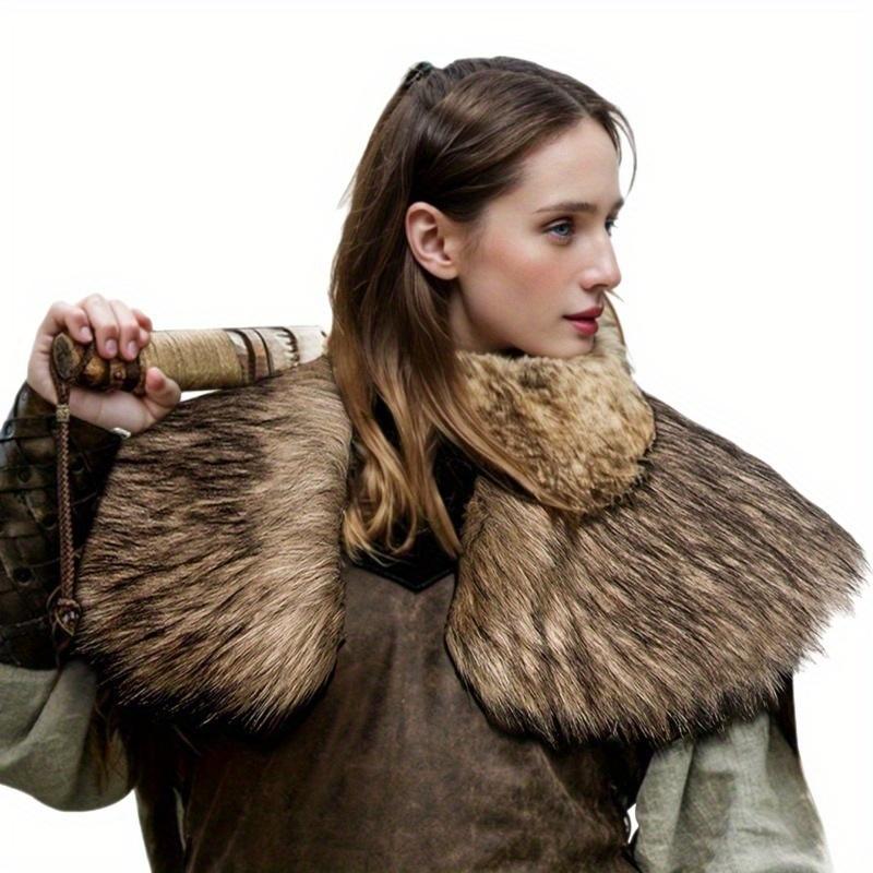 Dicke Kunstpelz Schulterumhang Wikinger Mittelalter Schal Renaissance Cosplay Kostüm für Rollenspiele