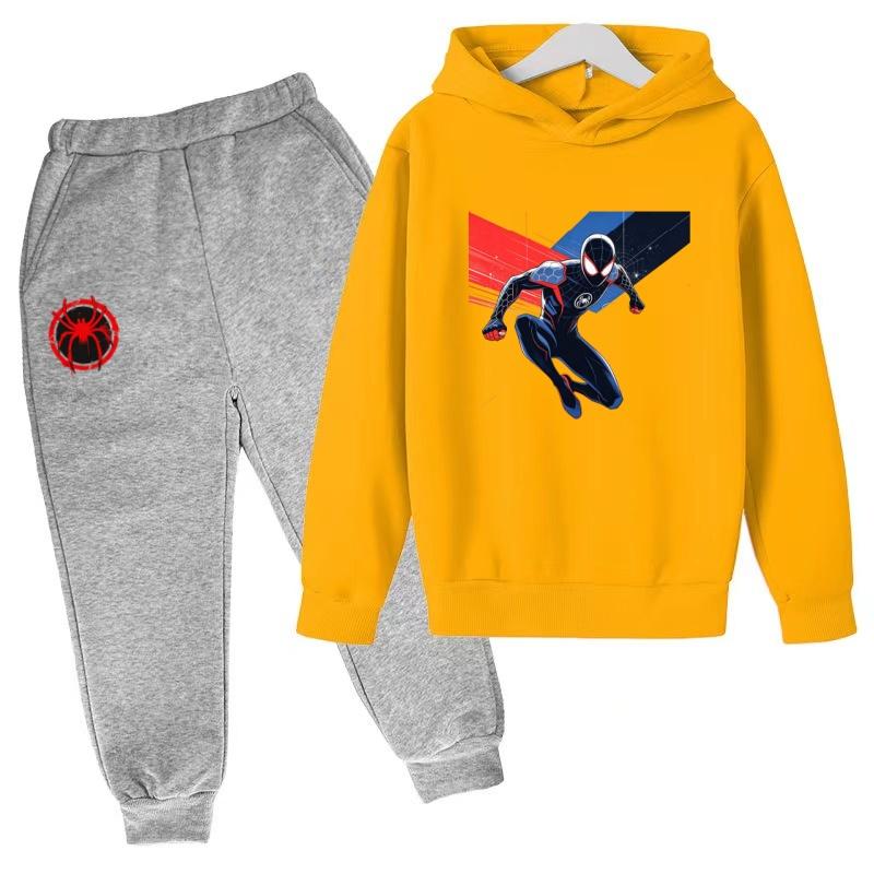 Roupas Infantis Inverno Primavera Moletons com Capuz Masculinos para Meninos (3-13 Anos)Conjuntos Esportivos de Anime Roupas Infantis Blusas+Calças