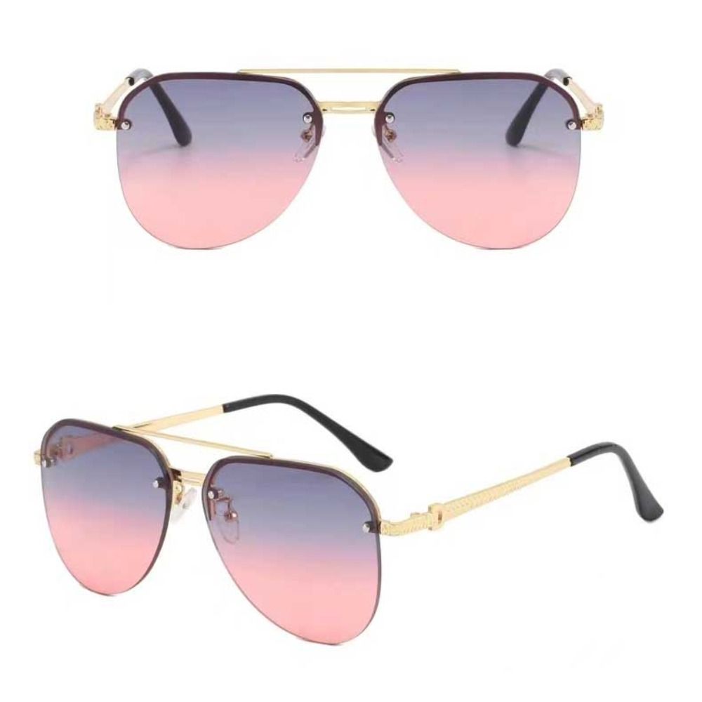 Nouveaux Lunettes de Soleil Rétro Demi-Monture Mode Carré Extérieur Lunettes de Soleil Pare-Soleil Lunettes pour Femmes Hommes Lunettes de Soleil en Métal