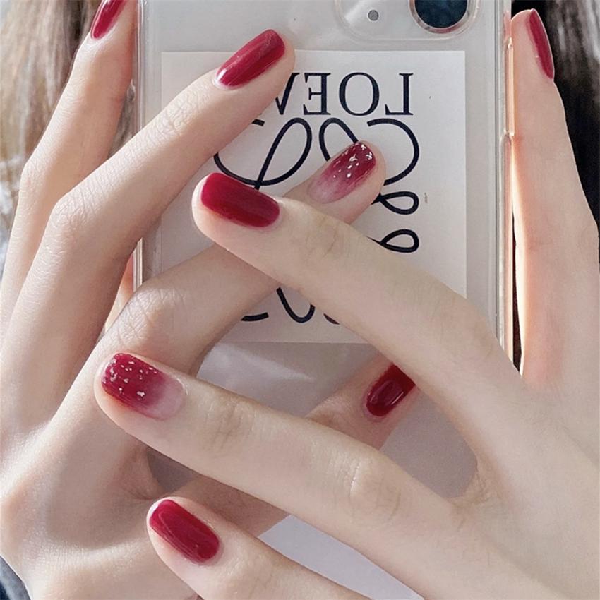 24Pcs Red Sweetheart White Checkerboard Press On Nails Removable Fake Nail Tips Art Acrylic Manicure