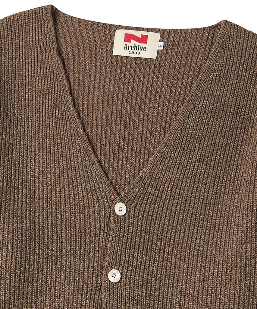 Beyond Closet [Collection Line] Super Fine Merino Wool Waffle Knit Cardigan Brown