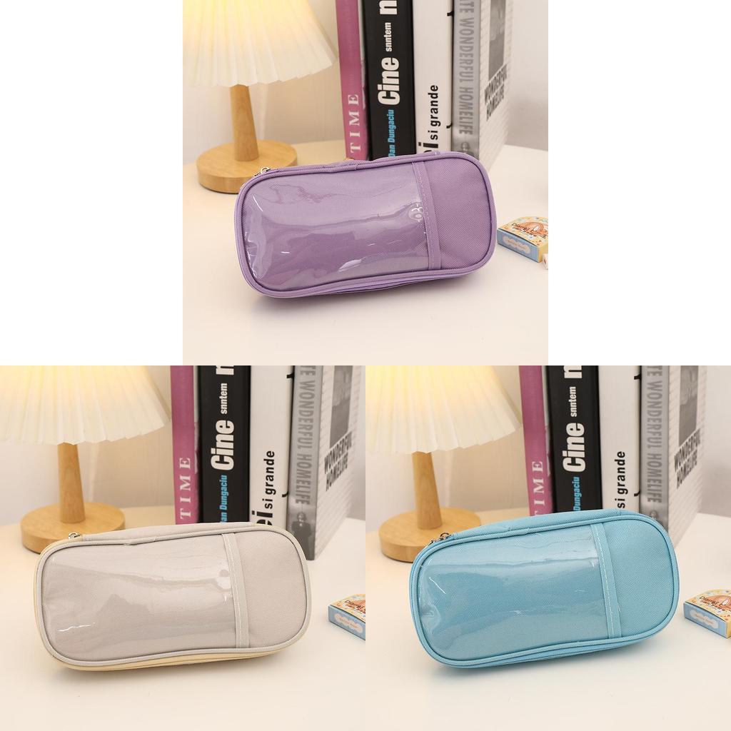 Japanese Cream Color Pencil Case Large Capacity Stationery Bag For Students Or Office Use