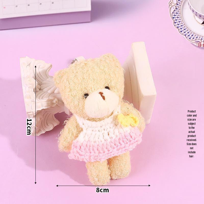Blush Bear Doll Keychain: Cute Skirt Plush Heart Bag Charm Gift
