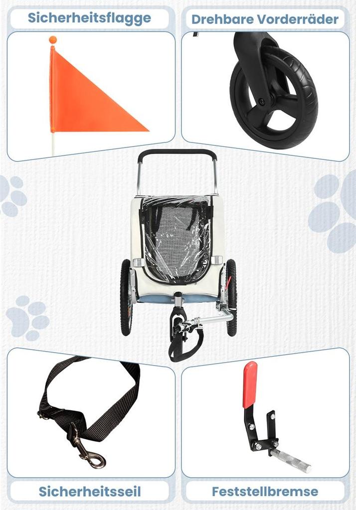 Sepnine-20303B Carrellino per Cani da Bicicletta per Cani Piccoli/Medi ≤30KG, Trasportino Pieghevole per Animali Domestici con Caratteristiche di Sicurezza
