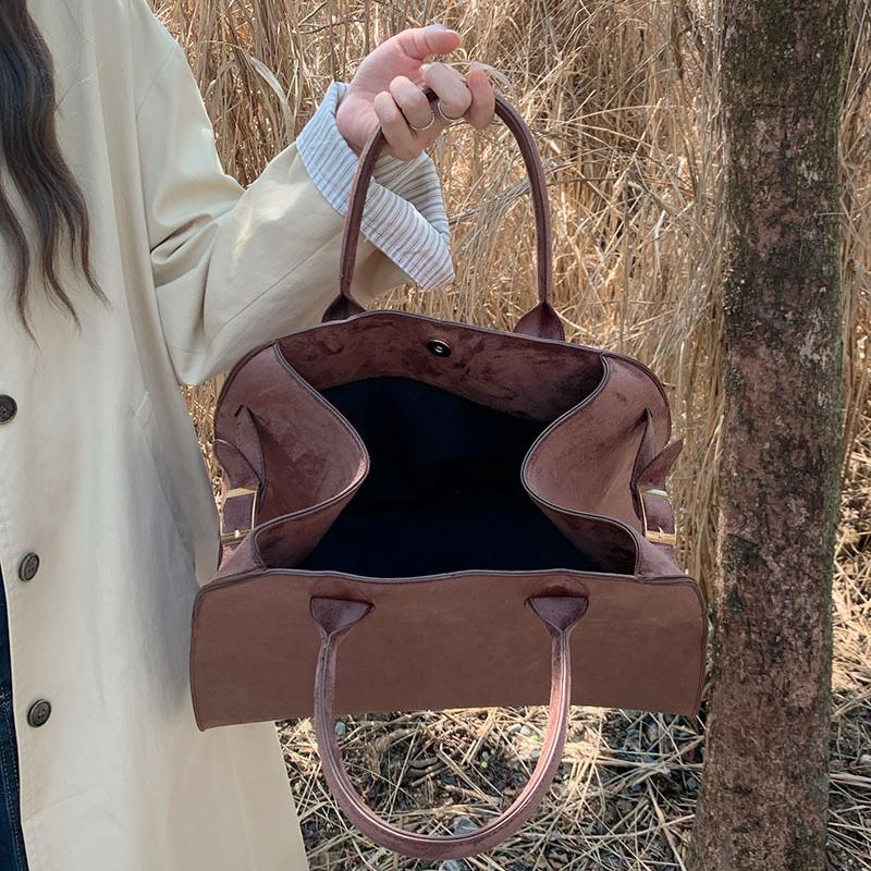 Geantă Tote din Piele Suede de Înaltă Calitate Designer de Lux Boston Geantă de Mână Mare Iarnă Vintage Genți de Umăr pentru Femei
