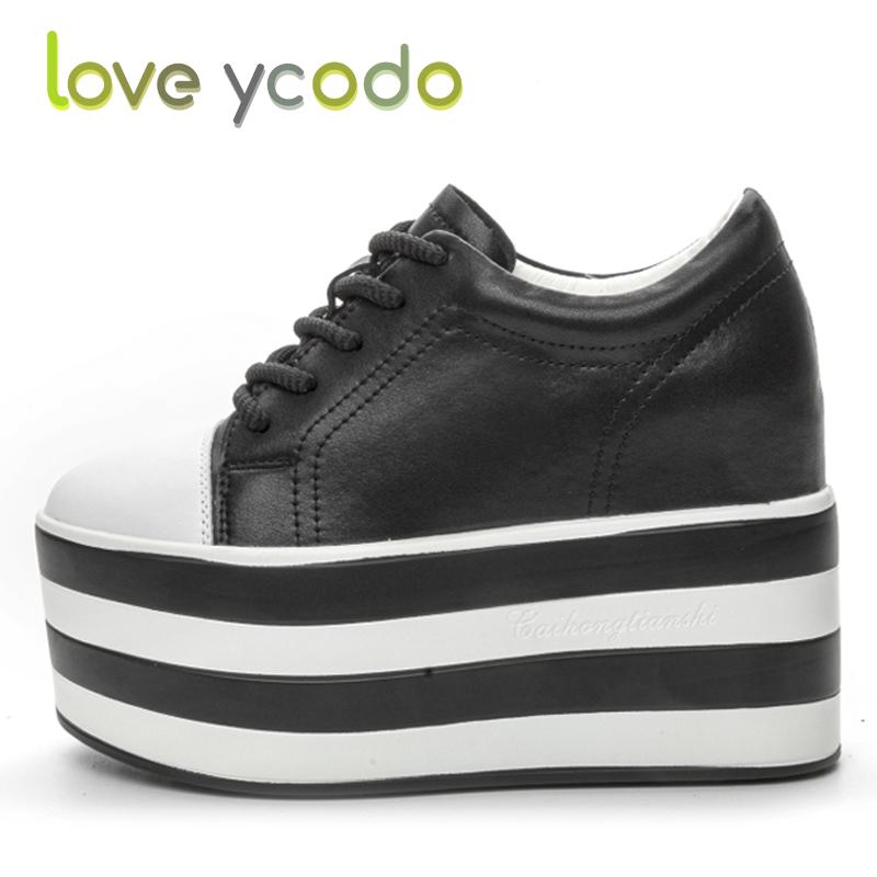 Жіноче модне повсякденне шкіряне взуття Супер товста підошва Водонепроникне столове Просте зручне весна літо осінь Студентське повсякденне взуття для дівчат