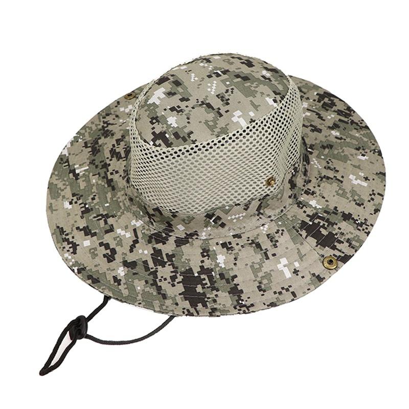 Breathable Wide Brim Hat Outdoor Upf 50+ Sun Protection Mesh Safari Cap For Travel Fishing