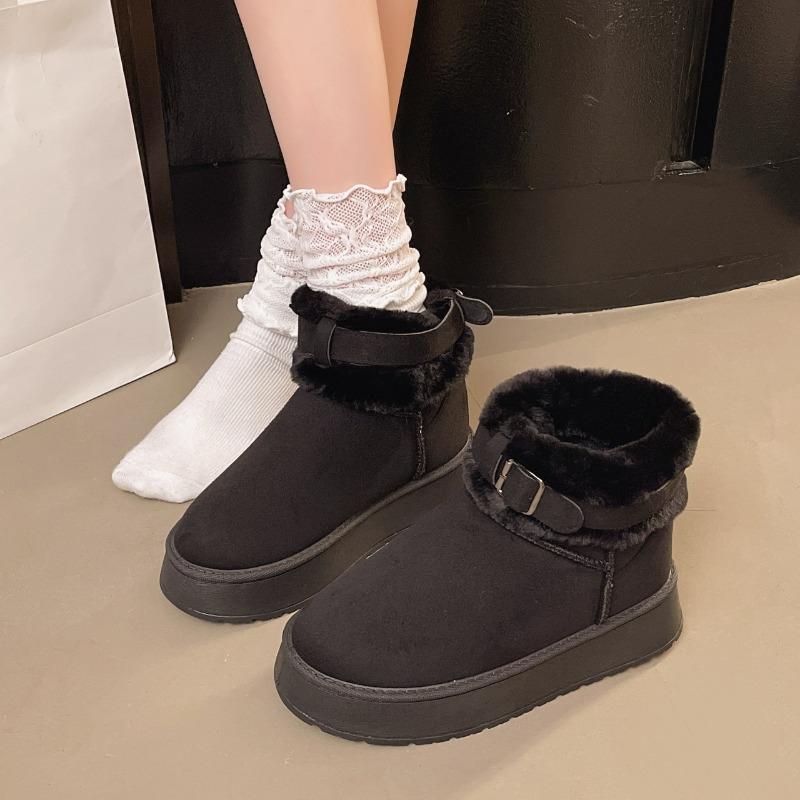 Damen Überweite Plateau Schneestiefel, Plüschgefütterte Winterstiefeletten im koreanischen Stil, Rutschfeste Thermo-Knöchelstiefel für Damen