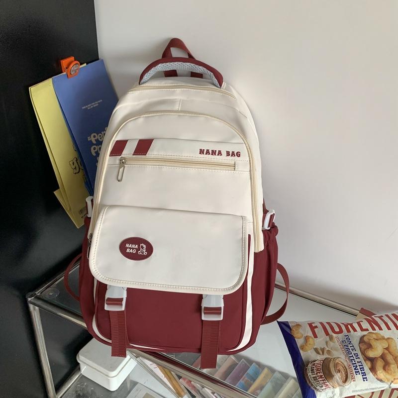 Schoolbag Junior High School Girl Japanese Ins College High School Joker Contrast Minority Design College Student Backpack Backpack