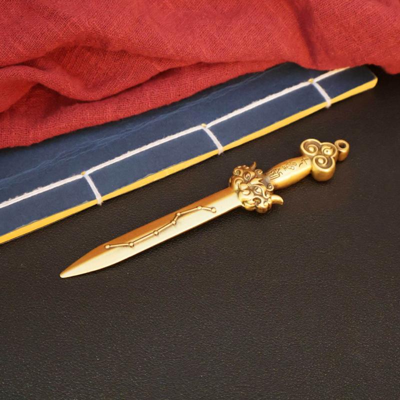 Pixiu Seven-Star Dao Ritual Instrument Brass Handmade Chinese Style Solid Sword Home Gift Decoration Ornament