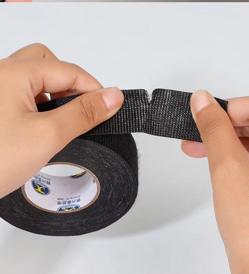 Electrical Tape Heat Resistant Harness Car Cable Harness Waterproof Insulating Electrical Tape Black Self Adhesive Fabric Tape