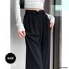 SAINT MARANT SL2420 Fashion Casual Banded Wide Leg Casual Pants with High Long Office Four Seasons Women's Belt, Waist, Black, Slacks, Suit, Stylish,